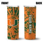 customized-miami-hurricanes-metallic-grid-orange-skinny-tumbler-best-selling.webp