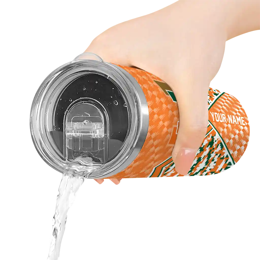 customized-miami-hurricanes-monogram-burst-orange-white-skinny-tumbler-latest-model.webp