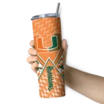 customized-miami-hurricanes-monogram-burst-orange-white-skinny-tumbler-best-selling.webp