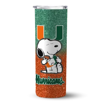 Customized Miami Hurricanes Snoopy Attitude Orange Skinny Tumbler