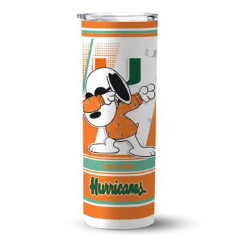 Customized Miami Hurricanes Snoopy Dog Orange White Skinny Tumbler