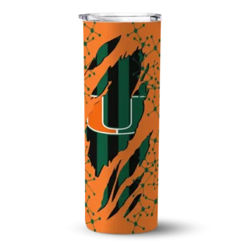 Customized Miami Hurricanes Star Pop Orange Black Skinny Tumbler