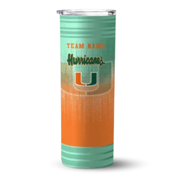 Customized Miami Hurricanes Swirl Texture Orange Skinny Tumbler