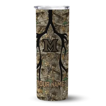 Customized Miami RedHawks Antler Flow Camo Skinny Tumbler