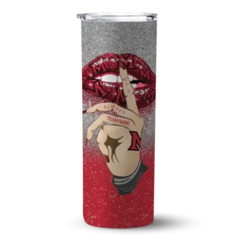 Customized Miami RedHawks Sparkle Lips Red Skinny Tumbler