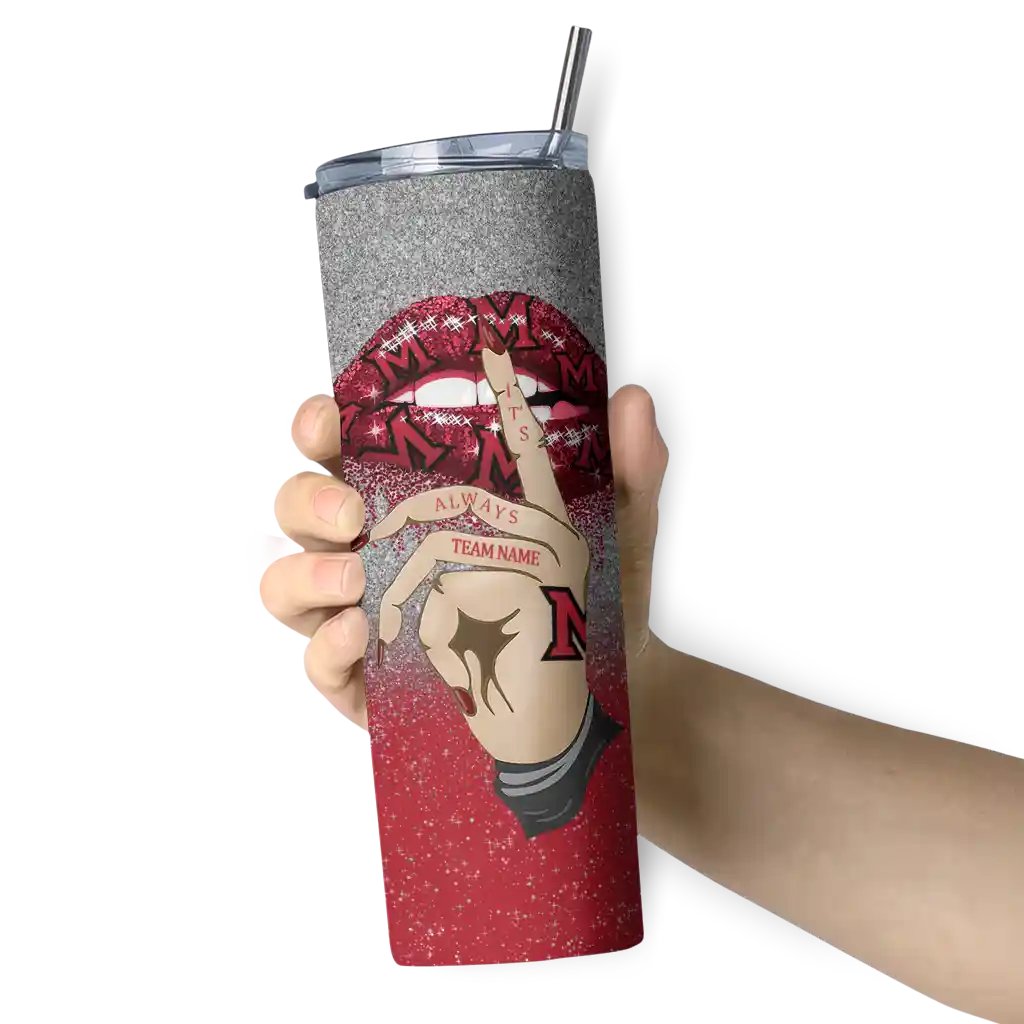 customized-miami-redhawks-sparkle-lips-red-skinny-tumbler-premium-grade.webp