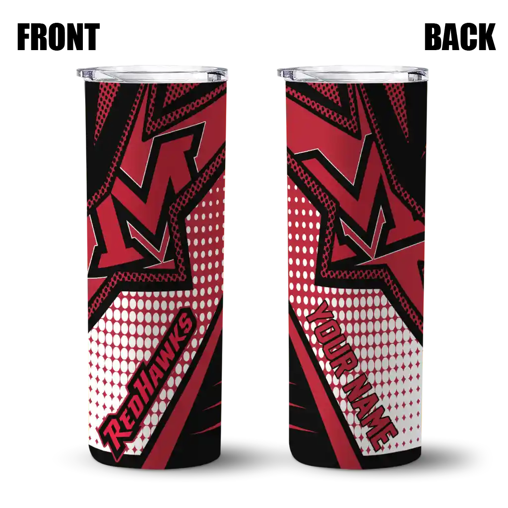 customized-miami-redhawks-web-stripes-red-white-skinny-tumbler-fashion-forward-1.webp