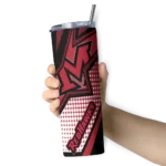 customized-miami-redhawks-web-stripes-red-white-skinny-tumbler-best-selling.webp