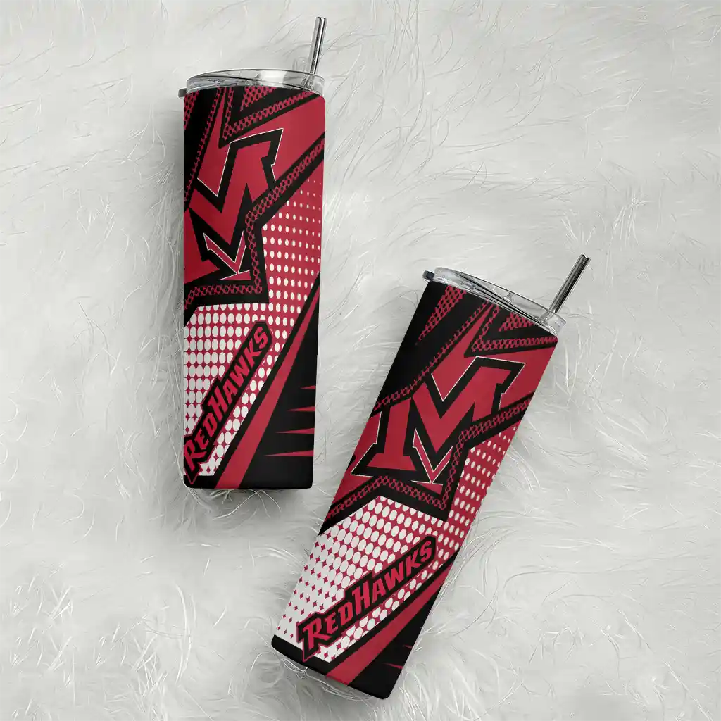 customized-miami-redhawks-web-stripes-red-white-skinny-tumbler-top-rated-1.webp