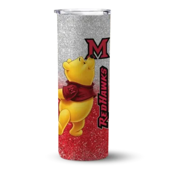Customized Miami RedHawks Winnie the Pooh Red Gray Skinny Tumbler