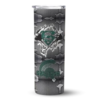 Customized Michigan State Spartans Chevron V Green Gray Skinny Tumbler