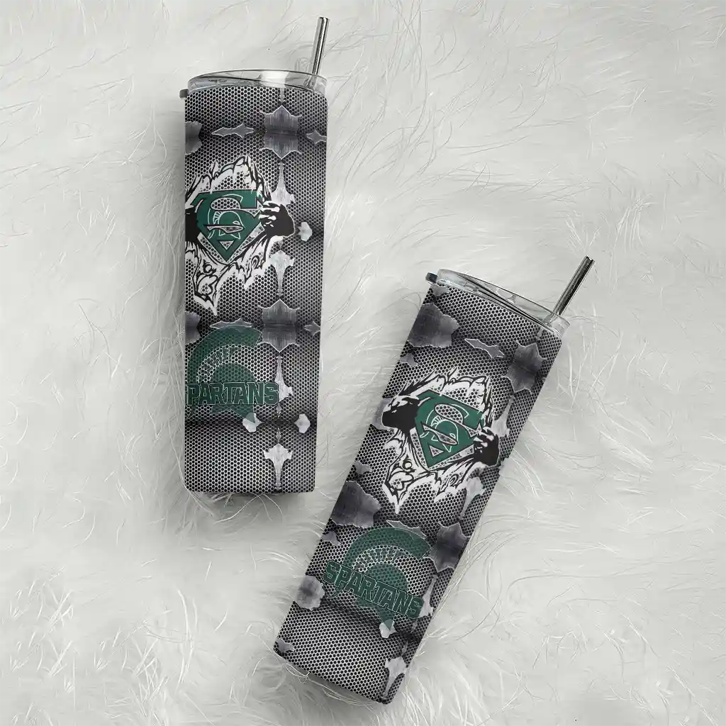 customized-michigan-state-spartans-chevron-v-green-gray-skinny-tumbler-top-rated.webp