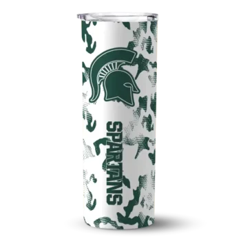 Customized Michigan State Spartans Claw Marks Green White Skinny Tumbler