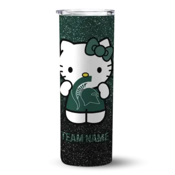 Customized Michigan State Spartans Hello Kitty Green Black Skinny Tumbler