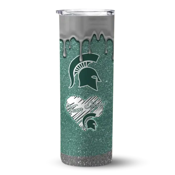 customized michigan state spartans pixel fade green skinny tumbler best selling