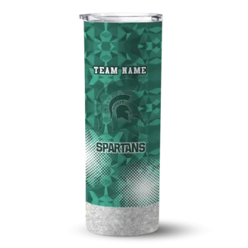Customized Michigan State Spartans Starburst Tiles Green Skinny Tumbler