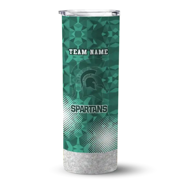 customized michigan state spartans starburst tiles green skinny tumbler best selling
