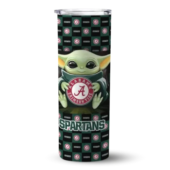 Customized Michigan State Spartans Yoda Cozy Green Black Skinny Tumbler
