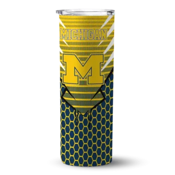 Customized Michigan Wolverines Chevron Stripes Blue Skinny Tumbler