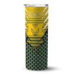 customized-michigan-wolverines-chevron-stripes-blue-skinny-tumbler-best-selling.webp