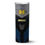 customized-michigan-wolverines-hexagon-honeycomb-blue-black-skinny-tumbler-best-selling.webp