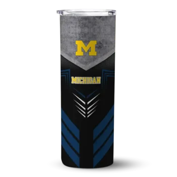 Customized Michigan Wolverines Hexagon Honeycomb Blue Black Skinny Tumbler