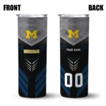 customized-michigan-wolverines-hexagon-honeycomb-blue-black-skinny-tumbler-best-selling.webp