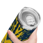 customized-michigan-wolverines-metallic-grid-blue-skinny-tumbler-best-selling-1.webp