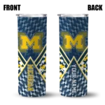 customized-michigan-wolverines-monogram-burst-blue-white-skinny-tumbler-best-selling-1.webp