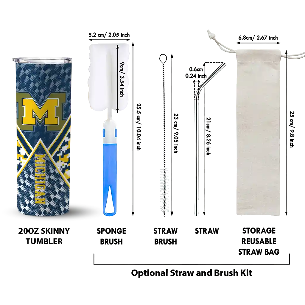 customized-michigan-wolverines-monogram-burst-blue-white-skinny-tumbler-new-arrival.webp