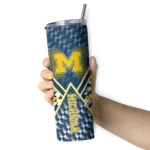 customized-michigan-wolverines-monogram-burst-blue-white-skinny-tumbler-best-selling-1.webp