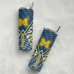 customized-michigan-wolverines-monogram-burst-blue-white-skinny-tumbler-best-selling.webp