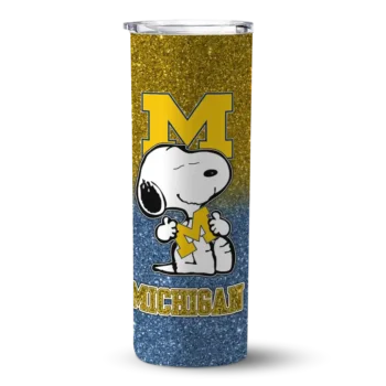 Customized Michigan Wolverines Snoopy Attitude Blue Skinny Tumbler