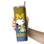 customized-michigan-wolverines-snoopy-attitude-blue-skinny-tumbler-best-selling.webp