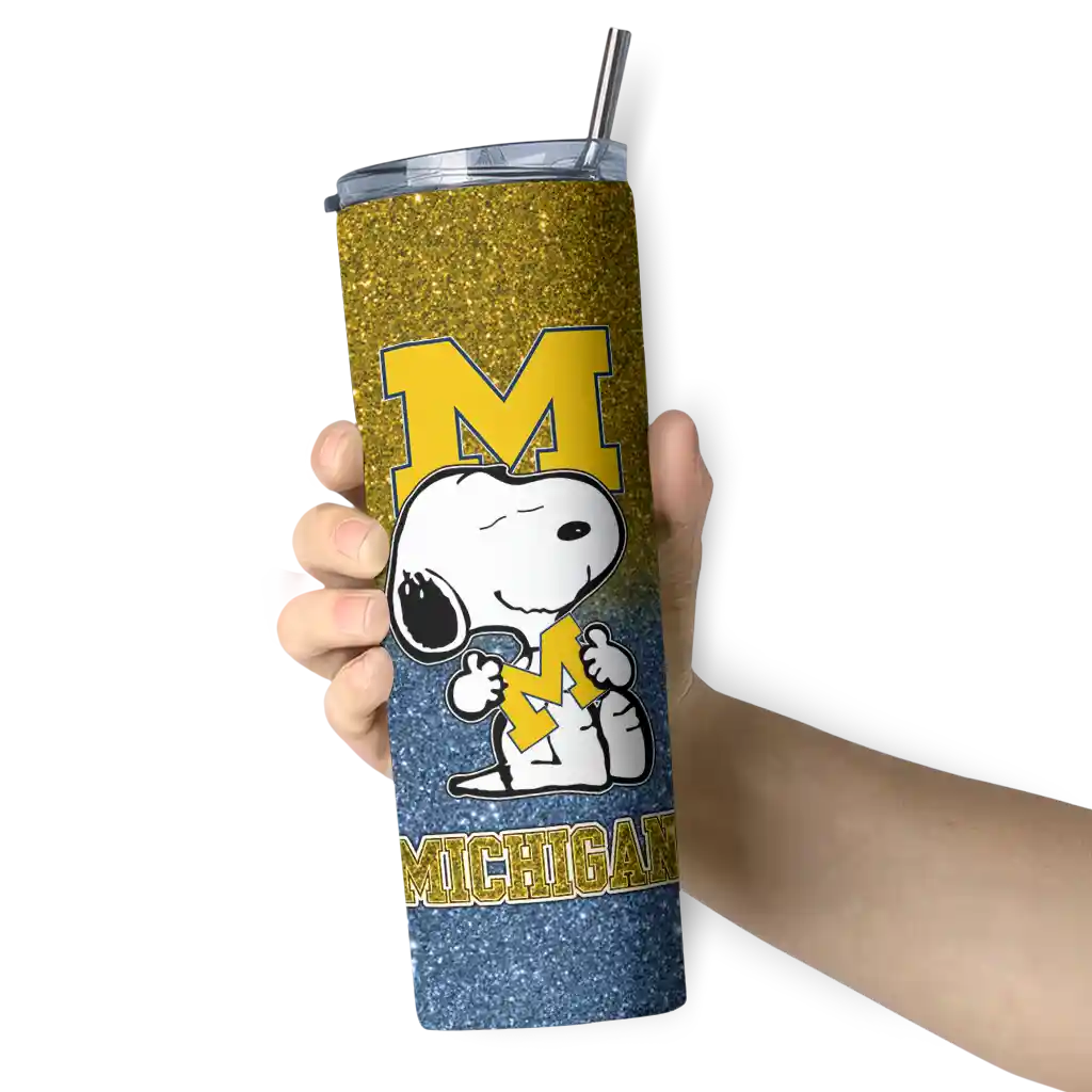 customized-michigan-wolverines-snoopy-attitude-blue-skinny-tumbler-premium-grade.webp