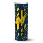 customized-michigan-wolverines-star-pop-blue-black-skinny-tumbler-best-selling.webp