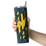 customized-michigan-wolverines-star-pop-blue-black-skinny-tumbler-best-selling.webp