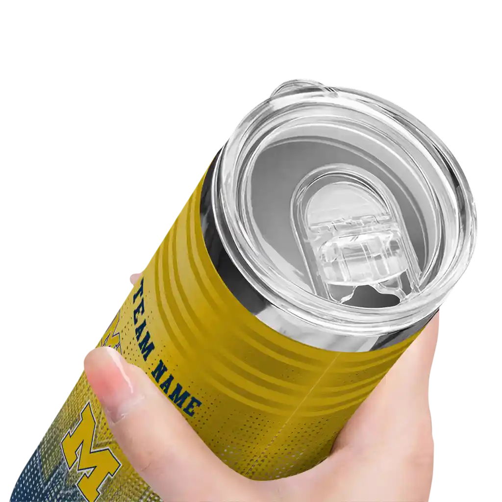 customized-michigan-wolverines-swirl-texture-blue-skinny-tumbler-high-quality-1.webp