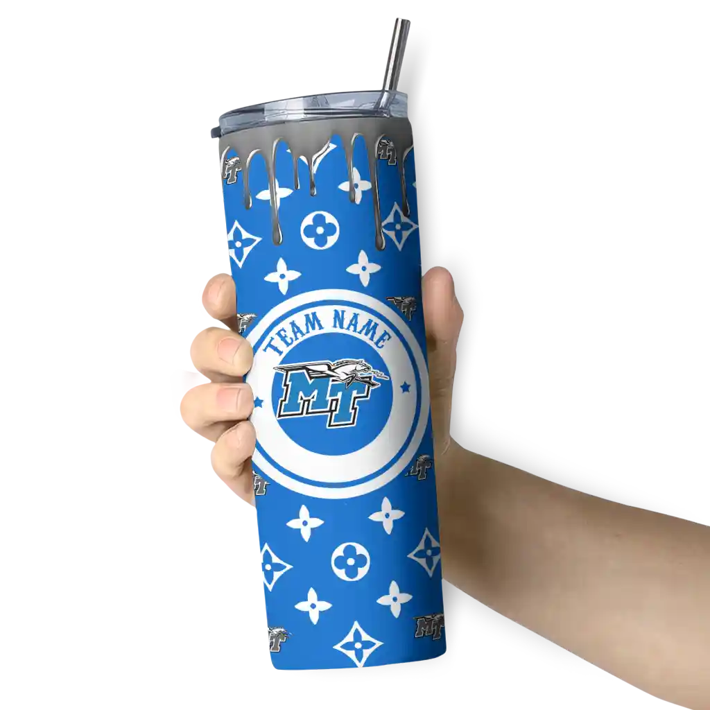 customized-middle-tennessee-blue-raiders-camo-streak-blue-skinny-tumbler-premium-grade.webp
