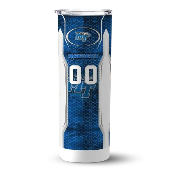 customized middle tennessee blue raiders stacked diamond blue skinny tumbler best selling