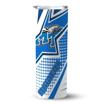 Customized Middle Tennessee Blue Raiders Web Stripes Blue White Skinny Tumbler