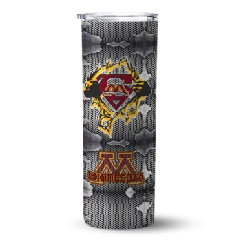 Customized Minnesota Golden Gophers Chevron V Maroon Gray Skinny Tumbler