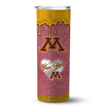 Customized Minnesota Golden Gophers Pixel Fade Maroon Skinny Tumbler