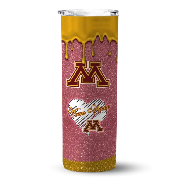 customized minnesota golden gophers pixel fade maroon skinny tumbler best selling
