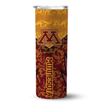 Customized Minnesota Golden Gophers Spiral Burst Print Maroon Skinny Tumbler