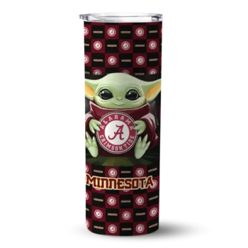 Customized Minnesota Golden Gophers Yoda Cozy Maroon Black Skinny Tumbler