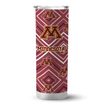 Customized Minnesota Golden Gophers Zipper Leopard Maroon Skinny Tumbler