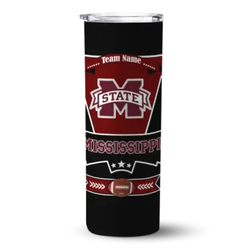 Customized Mississippi State Bulldogs Helmet Belt Maroon Black Skinny Tumbler