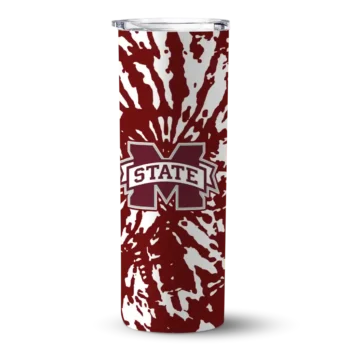 Customized Mississippi State Bulldogs Metallic Grid Maroon Skinny Tumbler
