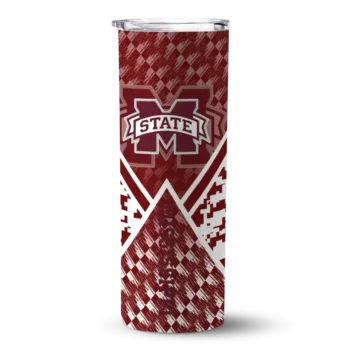 Customized Mississippi State Bulldogs Monogram Burst Maroon White Skinny Tumbler